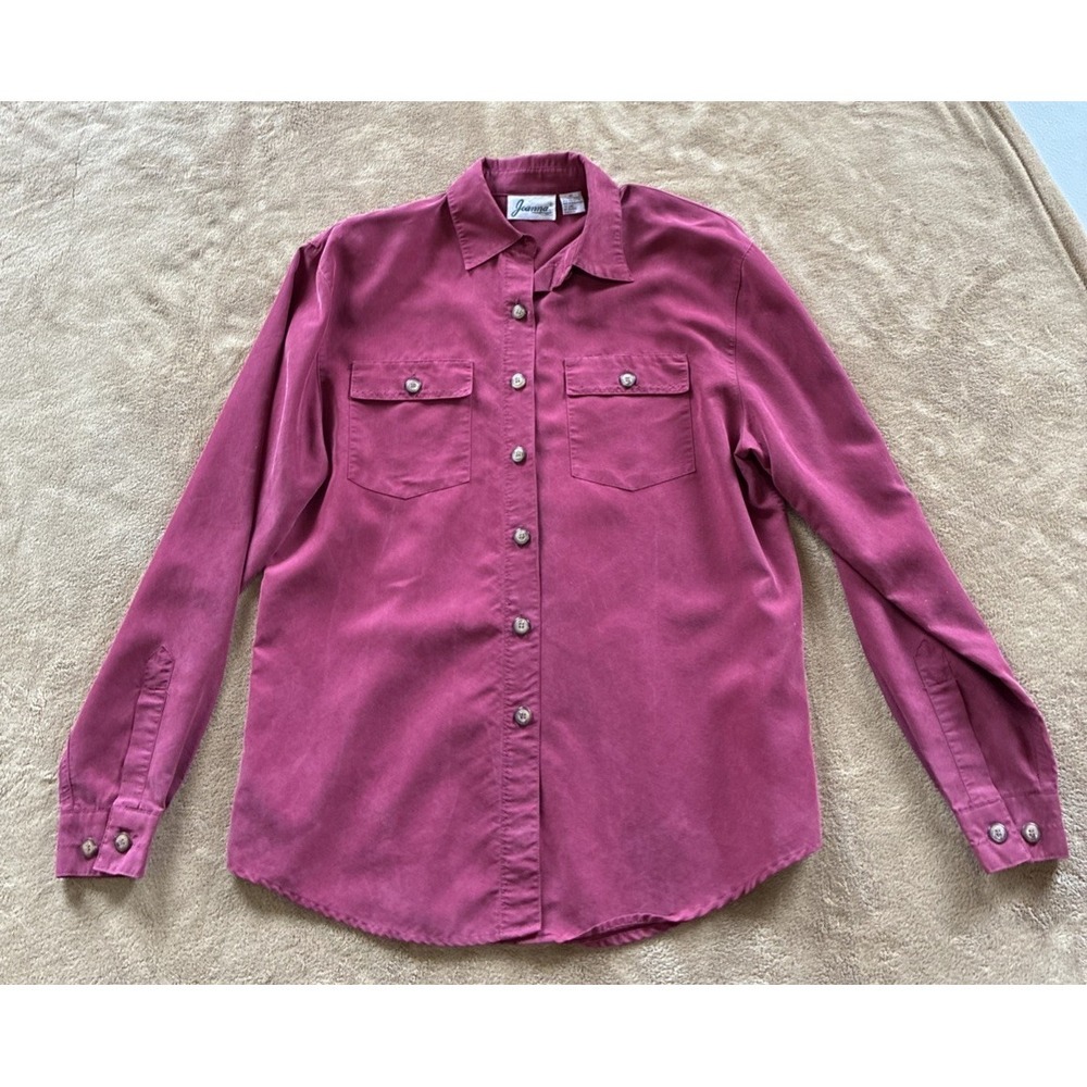 VTG Women's Top Medium Red Grandpacore‎ Indie Sleaze Shacket Button-up Cozy Soft
